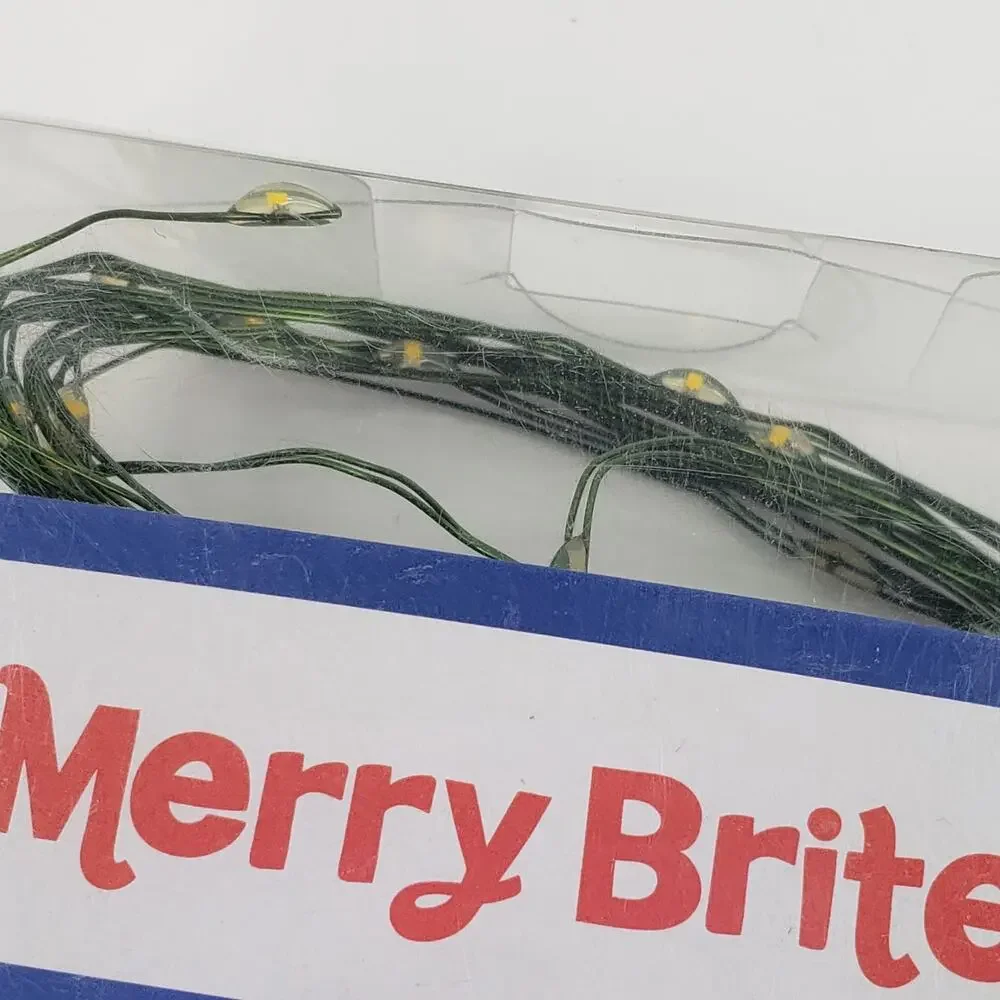 Merry Brite 25 ct Battery Operated Warm White LED Green Wire Fairy Lights 8 feet